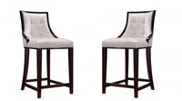 Tabouret de comptoir traditionnel en bois Fifth Avenue avec assise rembourree, blanc perle - Lot de 2