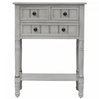  Table Console Olivia En Bois Massif Avec Tiroirs Et Etagere Inferieure - Gris