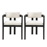Evelyn Ensemble de 2 chaises de salle a manger en bois de caoutchouc avec accoudoirs et assise rembourree, noir
