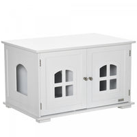 Pawhut Boite A Litiere Pour Chat Meuble Cache Pour Chat Toilette Interieure Pour Chat Table De Nuit