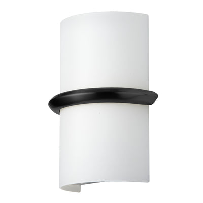 Dainolite Wallace Wall Sconce 14w Matte Black Opal White Glass Lamp|Applique murale Wallace de Dainolite en verre blanc opale, avec fini noir mat et ampoule de 14 W