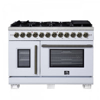  Cuisiniere a double combustible Capriasca 48 po, blanche, 6.58 pi³ – FFSGS6387-48WHT