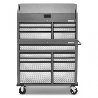 Gladiator Premier 41" 15-Drawer Mobile Tool Chest Combo - Silver Tread|Coffre à outils mobile de série Premier de 41 po à 15 tiroirs de Gladiator - bande de roulement argentée