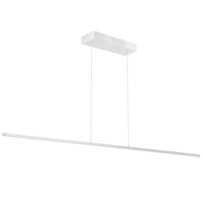 Luminaire suspendu horizontal Array de Dainolite de 72 po en acrylique blanc qui diffuse la lumière, avec fini blanc mat et ampoule à DEL de 56 W