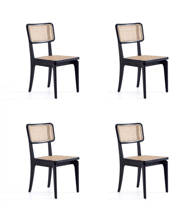 Chaise de salle a manger Giverny Industry Chic en bois noir et naturel - Lot de 4