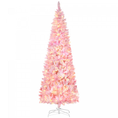 Homcom 7.5ft Snow Flocked Artificial Christmas Tree W/ Led Light|Homcom Arbre De Noel Artificiel Floque De Neige Avec Lumiere Led