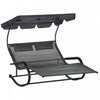 Outsunny Lit D'exterieur Avec Auvent Reglable, Chaise Longue Double, Gris