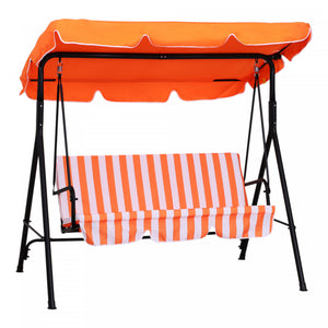 Outsunny Balancelle De Jardin 3 Places Toit Inclinaison Reglable Coussins Assise Et Dossier Acier Noir Polyester Orange