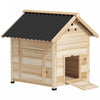 Poulailler d'exterieur PawHut, en bois naturel, avec toit ouvrant, double porte et base amovible. Convient pour 1 a 3 races de canards, utilisable a l'interieur comme a l'exterieur. Longueur : 79 cm.