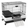 Pawhut Cage A Lapin Roulante Pour Petit Animal Domestique Habitat De Lapin Plateau Coulissant Avec Roulettes Meubles Pour Animaux De Compagnie