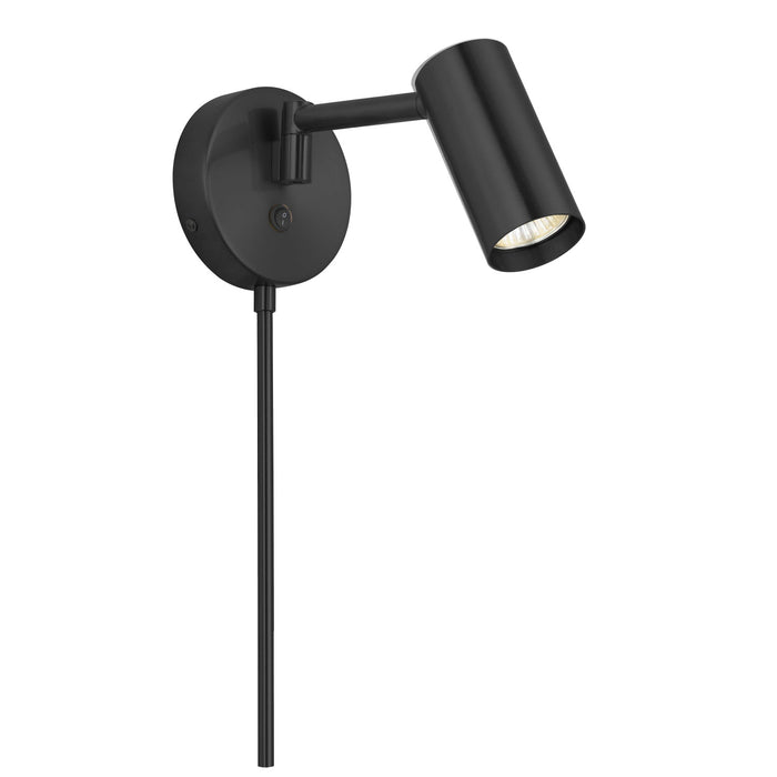 Projecteur mural Stanly de Dainolite avec bras articulé, fini noir mat et 1 ampoule