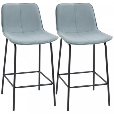HOMCOM Bar Stools Set of 2, Microfiber Cloth Upholstered Bar Chairs