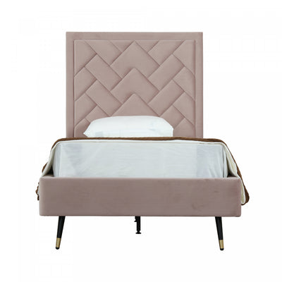 Crosby Modern Upholstered Velvet Twin Bed in Blush | Lit simple moderne Crosby en velours capitonne, coloris rose blush