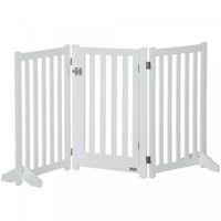 Pawhut Barriere Pliable Pour Chien Avec Porte, Barriere Autoportante A 3 Panneaux Avec Pieds De Sout
