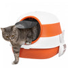 Pawhut Bac A Litiere Pour Chat Avec Couvercle, Avec Cotes Hauts, Assainisseur D'air, Grand Bac A Litiere Pour Chat A Entree Bidirectionnelle, Pliable, Facile A Nettoyer, Blanc Et Orange