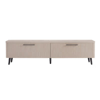 Meuble TV Jodie style milieu du siecle a cannelures, 175 cm, chene blanchi