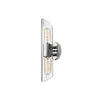 Petite lumière de coiffeuse Samantha de Dainolite en verre cannelé transparent, avec fini chromé poli et 2 ampoules