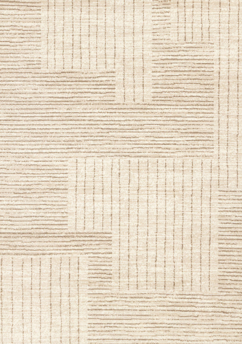 Tapis Florence Brown Cream a motif geometrique a lignes lineaires, 5'3\" x 7'4\"