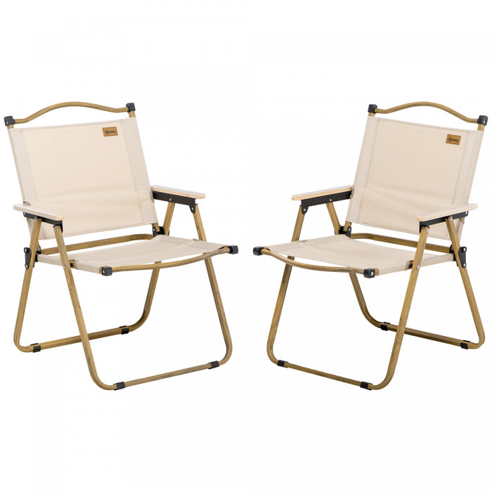 Outsunny Lot De 2 Chaises De Camping Pliantes, Fauteuils Portables, Kaki