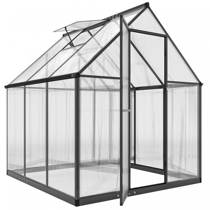 Outsunny Serre en Polycarbonate Walk-in avec Porte Battante, Noir
