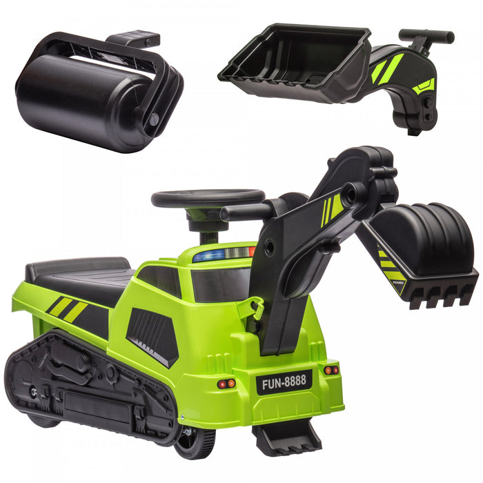 Aosom 3 En 1 Voiture De Construction Pour Enfants, Sans Puissance, Jeu De Simulation Avec Musique, Pour 18 A 48 Mois, Vert