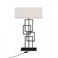  Lampe de table géométrique chic noire de 27 po avec abat-jour cylindrique