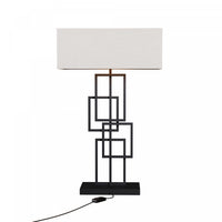 Lampe de table géométrique chic noire de 27 po avec abat-jour cylindrique