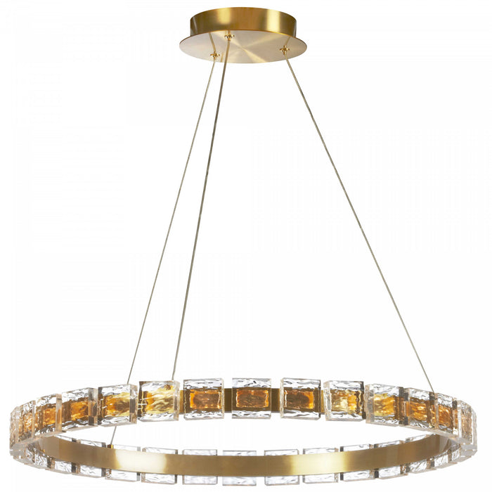 Lustre Camila de Dainolite avec fini laiton vieilli, cristal et ampoule à DEL de 28 W