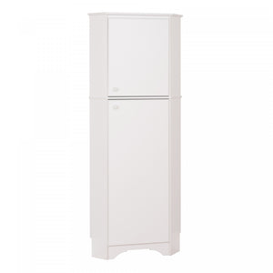 Armoire de rangement haute en coin Elite à 2 portes - blanche