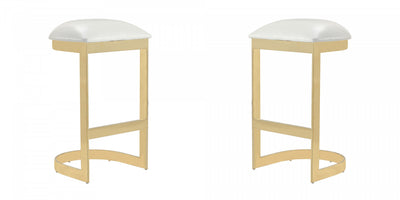 Aura Modern Metal Upholstered Barstool in White - Set of 2 Bar Stool | Tabouret de bar moderne en metal et tissu Aura, blanc - Lot de 2