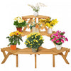 Support De Plante Sureleve Rustique A 3 Niveaux En Bois Outsunny Avec Etageres A Lattes Presentoir Interieur Et Exterieur Organisateur De Pot De Plante 37,75 \"x 25,25\" X 24\"