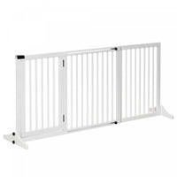 Pawhut Barriere Reglable En Bois Pour Animal Domestique, Cloture Autoportante Pour Chien Pour Porte,
