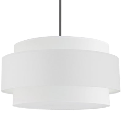 Dainolite Priya 4 Light Pendant 30" Dia Polished Chrome White Shade Lamp|Luminaire suspendu Priya de Dainolite de 30 po de diamètre avec abat-jour blanc, fini chromé poli et 4 ampoules