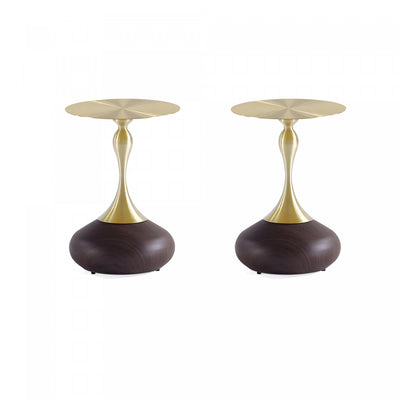 Patchin Modern End Table in Brown and Gold - Set of 2 | Table d’appoint Patchin moderne en brun et or – Lot de 2