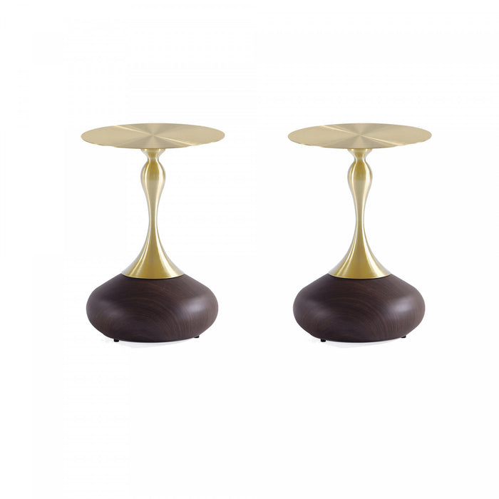 Table d’appoint Patchin moderne en brun et or – Lot de 2