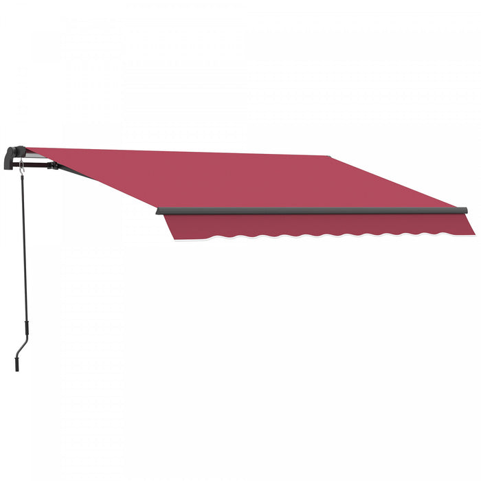 Outsunny 10x8ft Manuel Retractable Patio Sensibilisation Resistant A L'eau Pare-soleil Exterieur Pont Fenetre Porte Auvent Abri Cadre En Aluminium Rouge