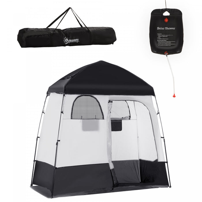 Outsunny Tente De Douche Avec Sac De Douche, Sol, Sac De Transport, Noir