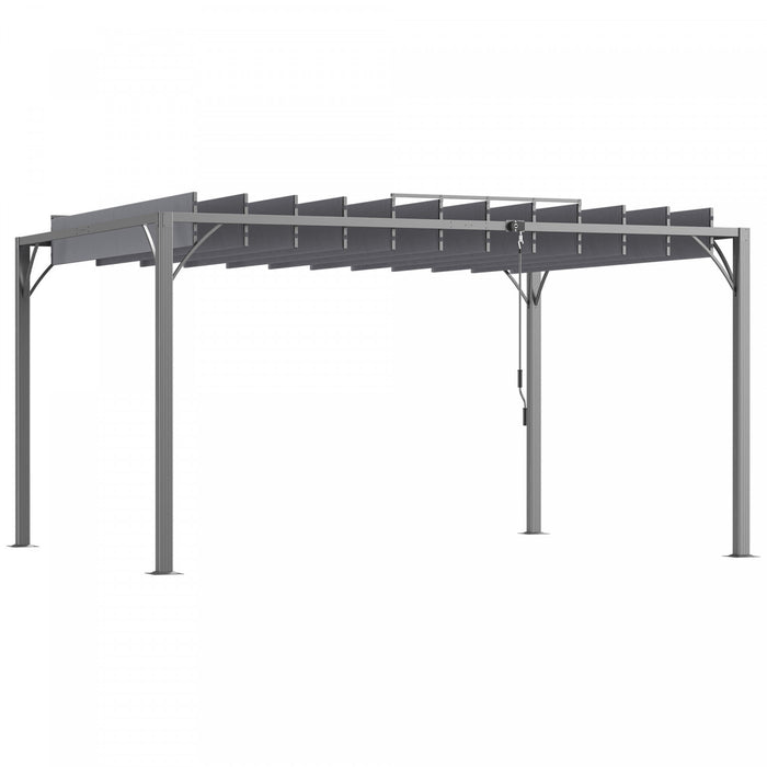 Outsunny Pergola Exterieure De 12.8' X 9.7' Avec Toit Retractable, Gris