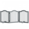 Pawhut Barriere Autoportante Pour Chien De 24\" De Haut, Barriere Pliable En Bois Pour Interieur, 3 Panneaux Avec 2 Pieds De Support, Pour Porte, Escaliers, Gris Clair