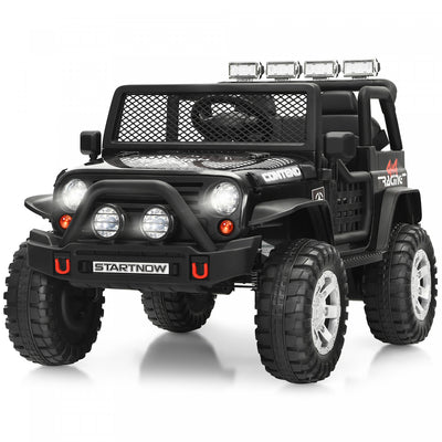 Costway 12v Kids Ride On Truck Remote Control Electric Car W/lights&music Black