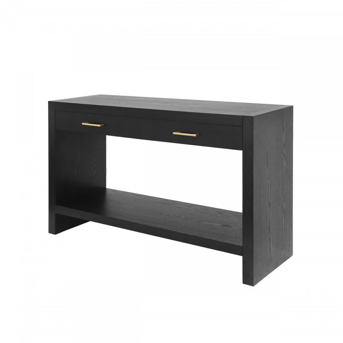 Console de style maison de campagne Aubrey 120 cm avec rangement - noire