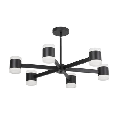 Dainolite Wilson Chandelier 84w Matte Black White Acrylic Diffuser Lamp|Lustre Wilson de Dainolite en acrylique blanc qui diffuse la lumière, avec fini noir mat et ampoule de 84 W