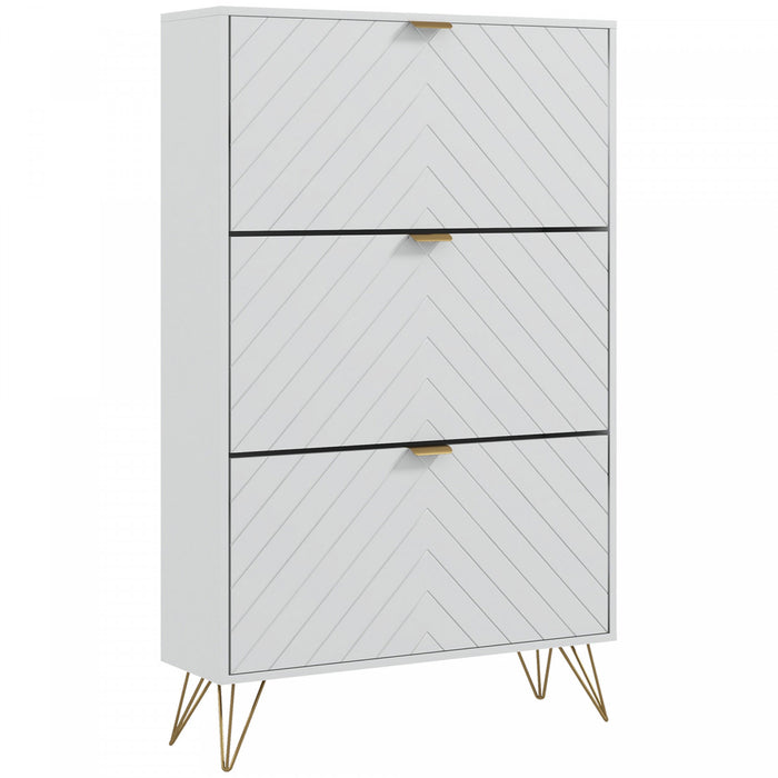 HOMCOM Meuble de Rangement pour Chaussures avec 3 Tiroirs,18 Paires Blanc