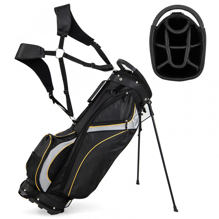 Support De Golf Costway, Sac Pour 8 Clubs De Golf, Organiseur De Transport Separateur, Poches De Rangement, Noir