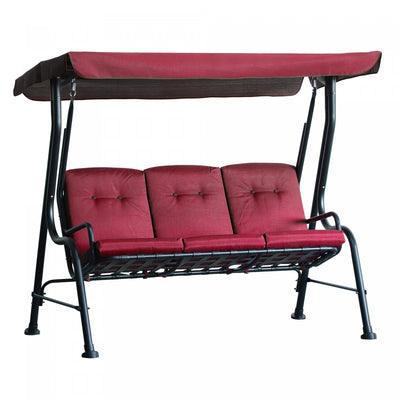 Outsunny 3-person Porch Swing Patio Swing Chair With Canopy For Patio, Garden, Backyard, Poolside, W|Chaise Pivotante Exterieure Pour Porche En Metal Pour 3 Personnes Avec Auvent Pour Patio Et Jardin A