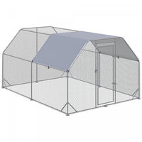 Pawhut Poulailler En Metal Pour 10 A 12 Poulets, Enclos A Poules D'exterieur Avec Couverture Pour Fe