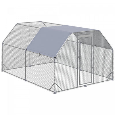 Pawhut Galvanized Large Metal Chicken Coop Cage Walk-in Enclosure Poultry Hen Run House Playpen Rabb|Pawhut Poulailler En Metal Pour 10 A 12 Poulets, Enclos A Poules D'exterieur Avec Couverture Pour Fe