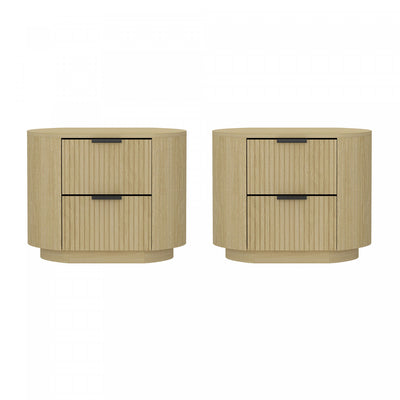 Olivia Manhattan Modern 27" Nightstand in Natural Oak (2-Drawer) - Set of 2 | Table de nuit moderne Olivia Manhattan 27" en chene naturel (2 tiroirs) - Lot de 2
