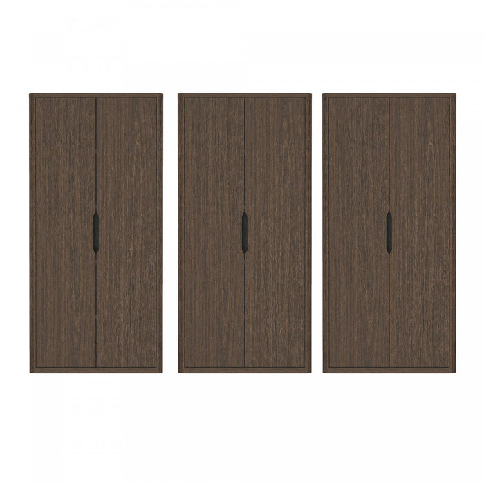 Armoire bibliotheque moderne Rivington 38\" en noyer - Ensemble de 3
