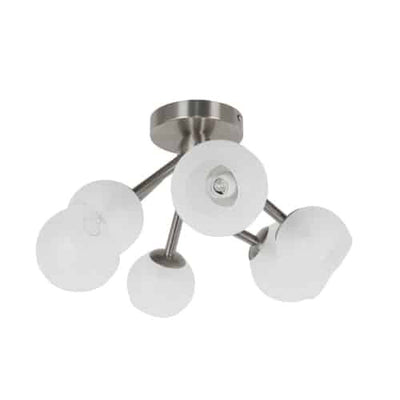 Dainolite Tanglewood 6 Light Semi-flush Satin Chrome Finish Frosted Glass Lamp|Plafonnier semi-affleuré Tanglewood de Dainolite en verre givré, avec fini chromé satiné et 6 ampoules